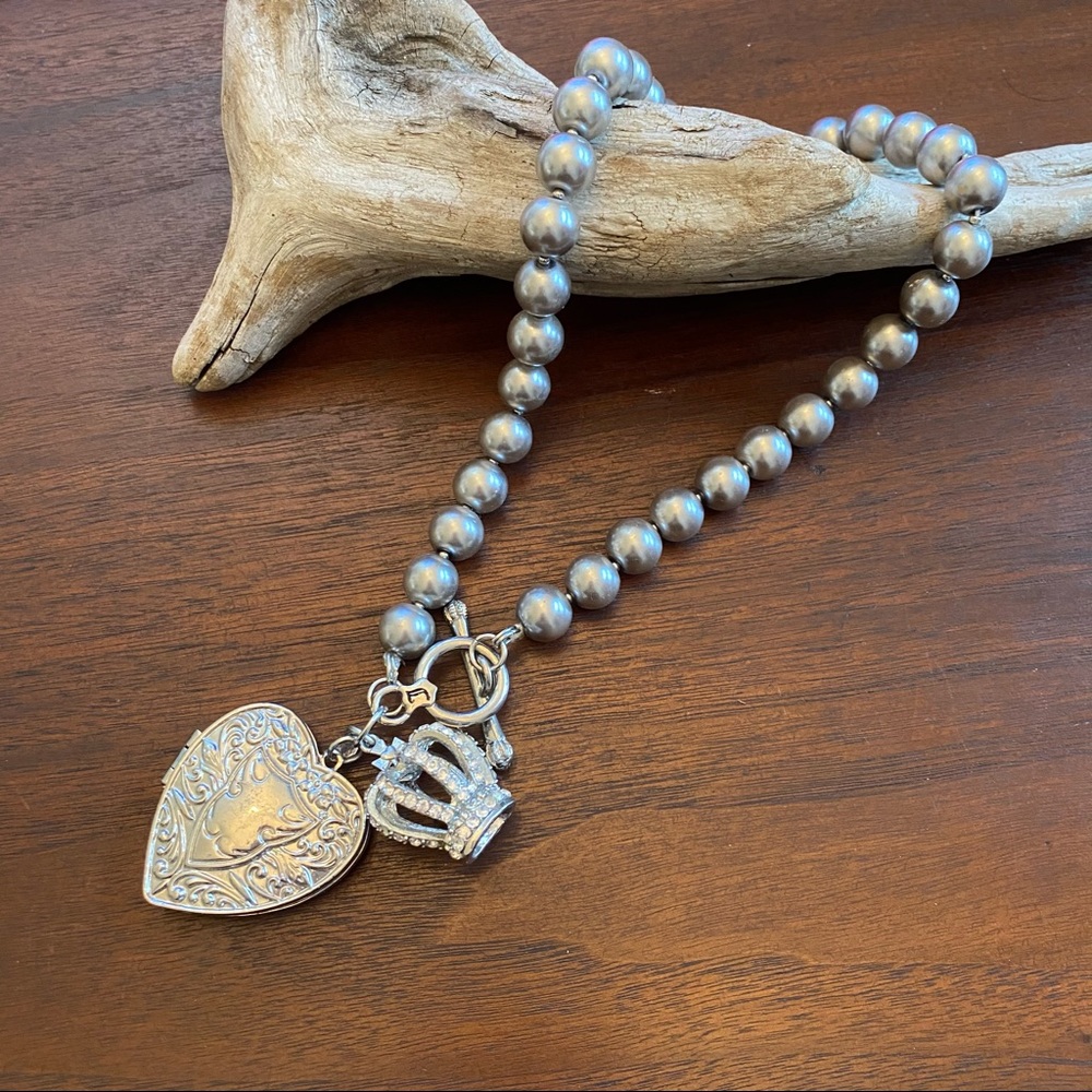 Juicy Couture Silver Toggle Locket Necklace